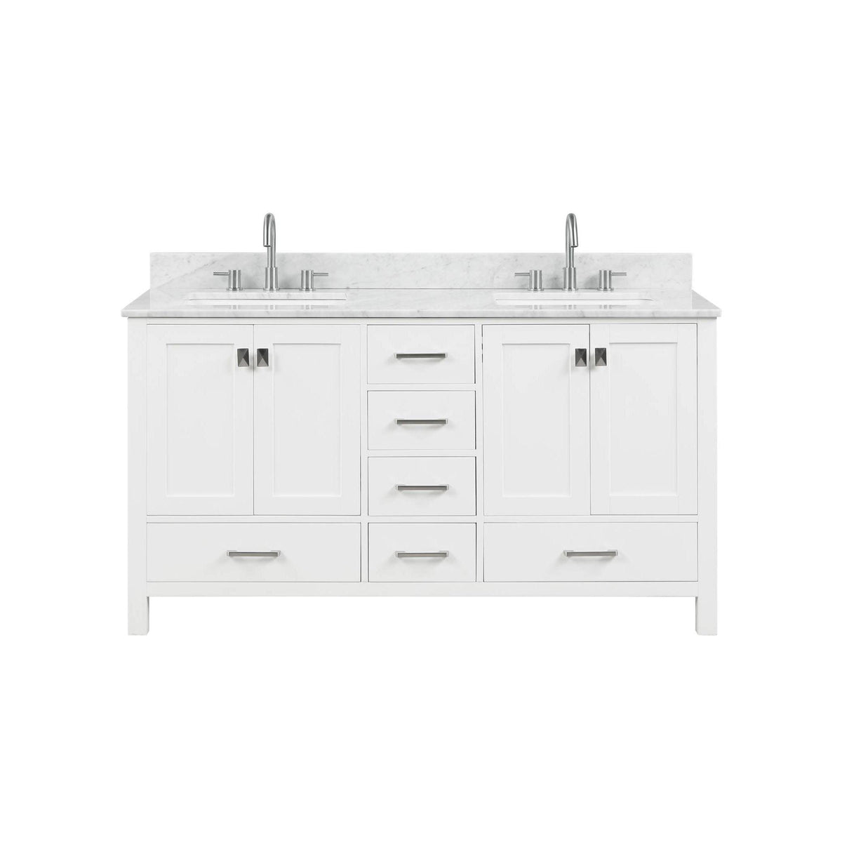 Blossom Geneva 60" Double Sink Freestanding Bathroom Vanity With Countertop, Undermount Sink, White