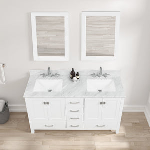 Blossom Geneva 60" Double Sink Freestanding Bathroom Vanity With Countertop, Undermount Sink, Mirrors, White