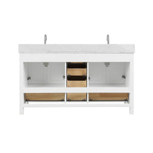 Load image into Gallery viewer, Blossom Geneva 60&quot; Double Sink Freestanding Bathroom Vanity With Countertop, Undermount Sink, Mirrors, White, back