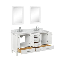 Load image into Gallery viewer, Blossom Geneva 60&quot; Double Sink Freestanding Bathroom Vanity With Countertop, Undermount Sink, Mirrors, White, open