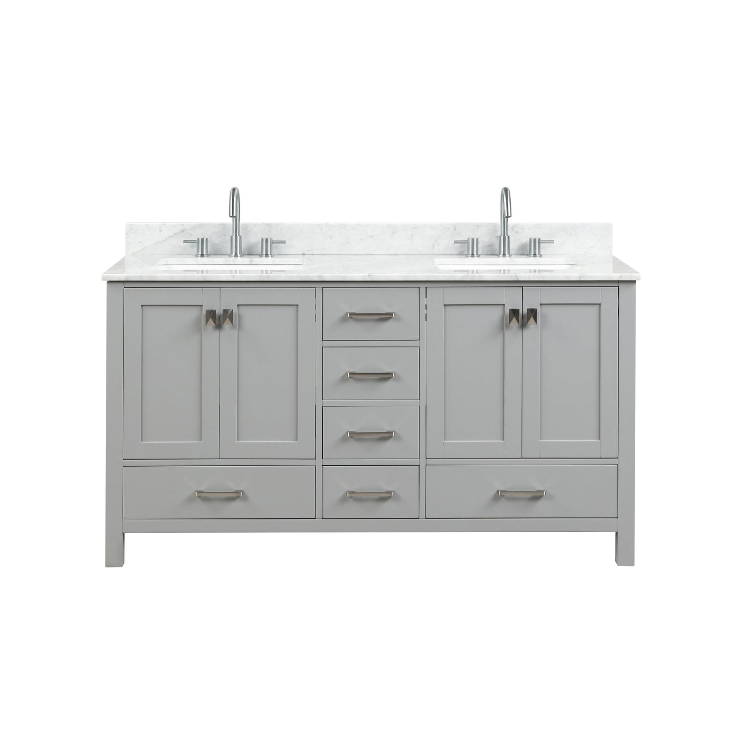 Blossom Geneva 60" Double Sink Freestanding Bathroom Vanity With Countertop, Undermount Sink, Gray