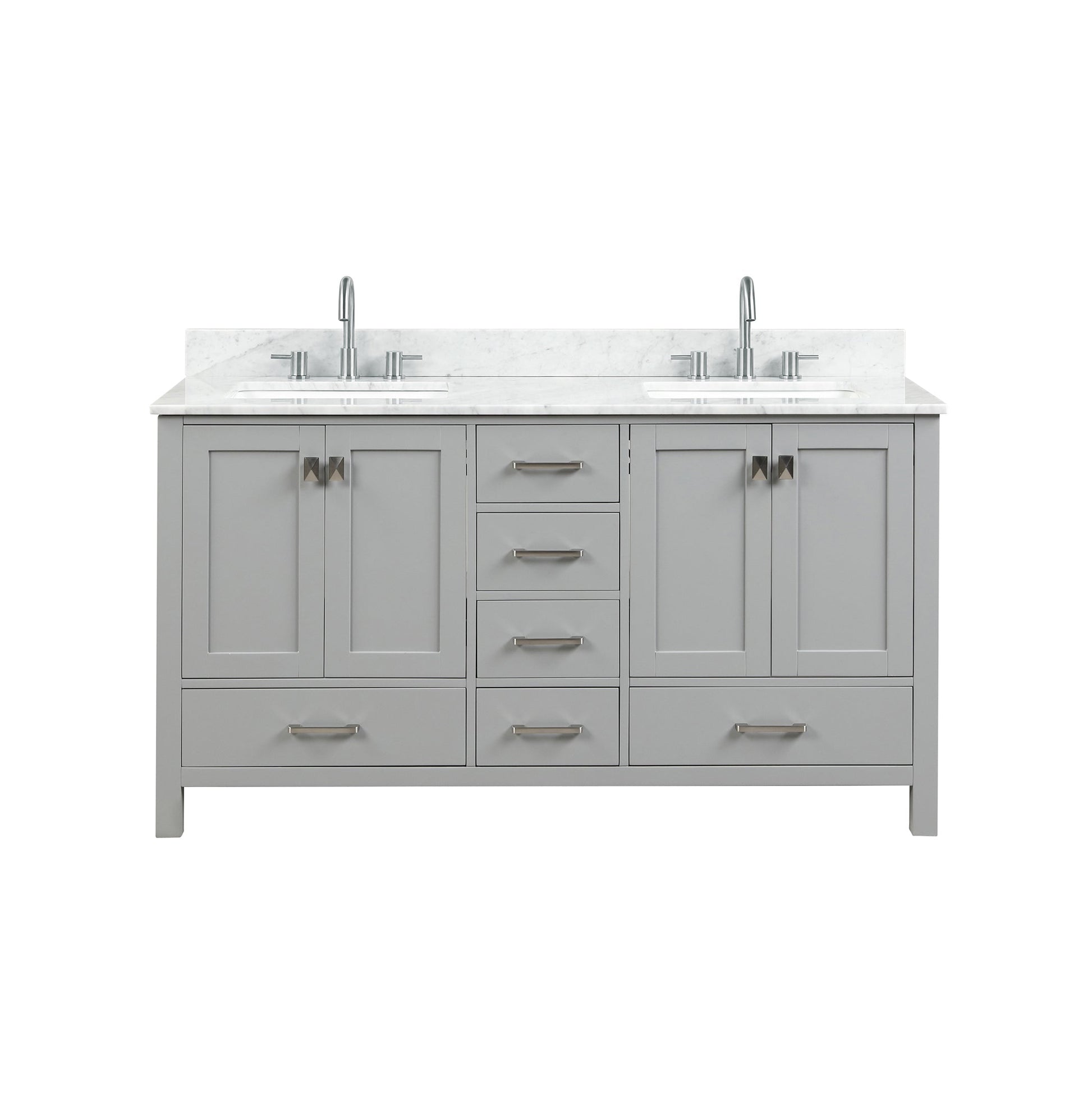 Blossom Geneva 60" Double Sink Freestanding Bathroom Vanity With Countertop, Undermount Sink, Gray