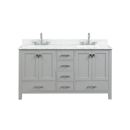 Blossom Geneva 60" Double Sink Freestanding Bathroom Vanity With Countertop, Undermount Sink, Gray