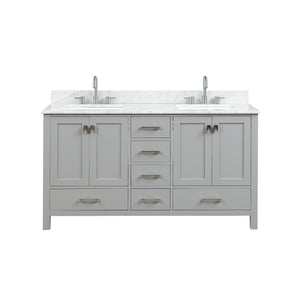Blossom Geneva 60" Double Sink Freestanding Bathroom Vanity With Countertop, Undermount Sink, Gray