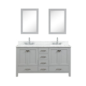 Blossom Geneva 60" Double Sink Freestanding Bathroom Vanity With Countertop, Undermount Sink, Mirrors, Gray