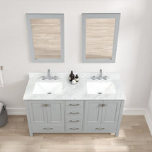 Load image into Gallery viewer, Blossom Geneva 60&quot; Double Sink Freestanding Bathroom Vanity With Countertop, Undermount Sink, Mirrors, Gray