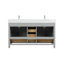 Load image into Gallery viewer, Blossom Geneva 60&quot; Double Sink Freestanding Bathroom Vanity With Countertop, Undermount Sink, Mirrors, Gray, back