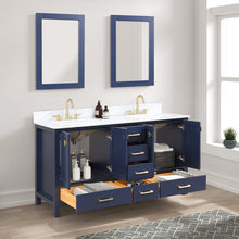 Load image into Gallery viewer, Blossom Geneva 60&quot; Double Sink Freestanding Bathroom Vanity With Countertop, Undermount Sink, Mirrors, Blue open