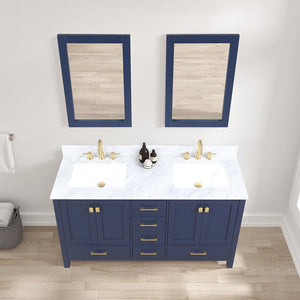 Blossom Geneva 60" Double Sink Freestanding Bathroom Vanity With Countertop, Undermount Sink, Mirrors, Blue