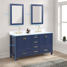 Load image into Gallery viewer, Blossom Geneva 60&quot; Double Sink Freestanding Bathroom Vanity With Countertop, Undermount Sink, Mirrors, Blue