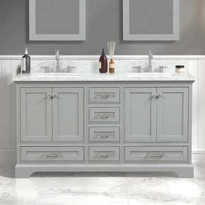 Blossom Copenhagen Double sink Freestanding Bathroom Vanity With Countertop & Undermount Sink, Gray, 60"