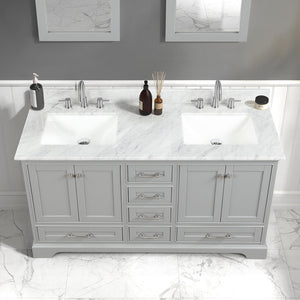Blossom Copenhagen Double sink Freestanding Bathroom Vanity With Countertop & Undermount Sink, Gray, 60"