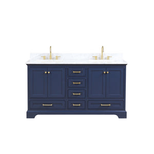 Blossom Copenhagen Double sink Freestanding Bathroom Vanity With Countertop & Undermount Sink, Blue, 60"