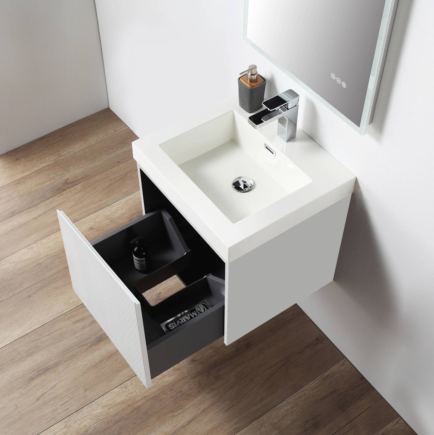 Blossom Positano Single Sink Floating Vanity, 20", White  open