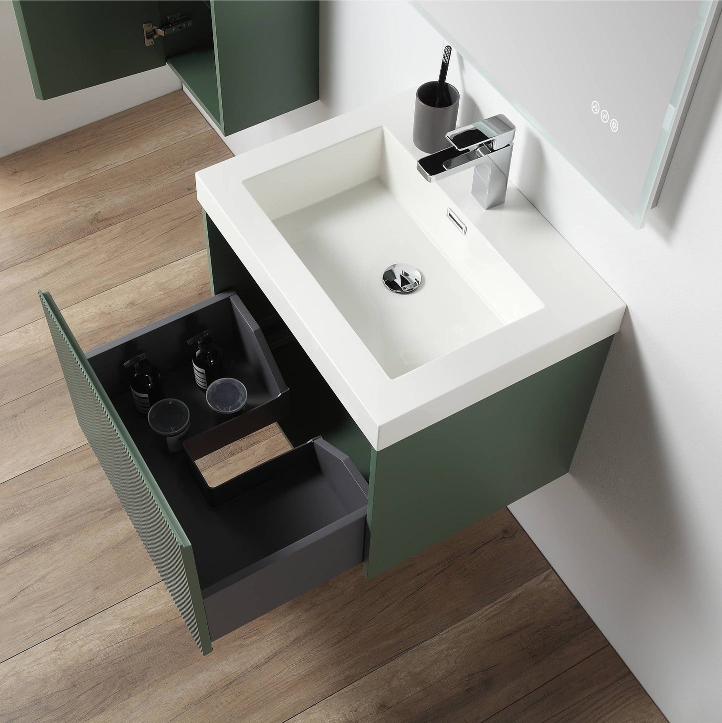 Blossom Positano Single Sink Floating Vanity, 24", Green open