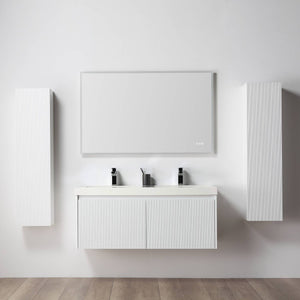 Blossom Positano 48" Floating Double Sink Bathroom Vanity with Top & 2 Side Cabinets White