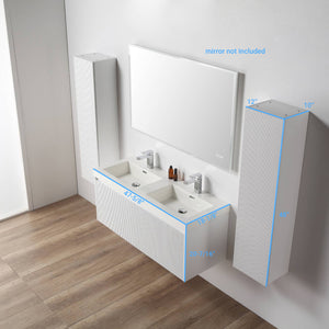 Blossom Positano 48" Floating Double Sink Bathroom Vanity with Top & 2 Side Cabinets White up size
