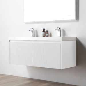 Blossom Positano 48" Floating Double Sink Bathroom Vanity with Top & 2 Side Cabinets White side