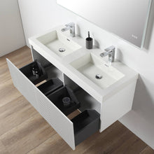 Load image into Gallery viewer, Blossom Positano 48&quot; Floating Double Sink Bathroom Vanity with Top &amp; 2 Side Cabinets White Up Open
