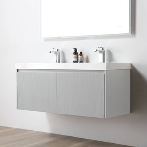 Blossom Positano 48" Floating Double Sink Bathroom Vanity with Top & 2 Side Cabinets Gray side