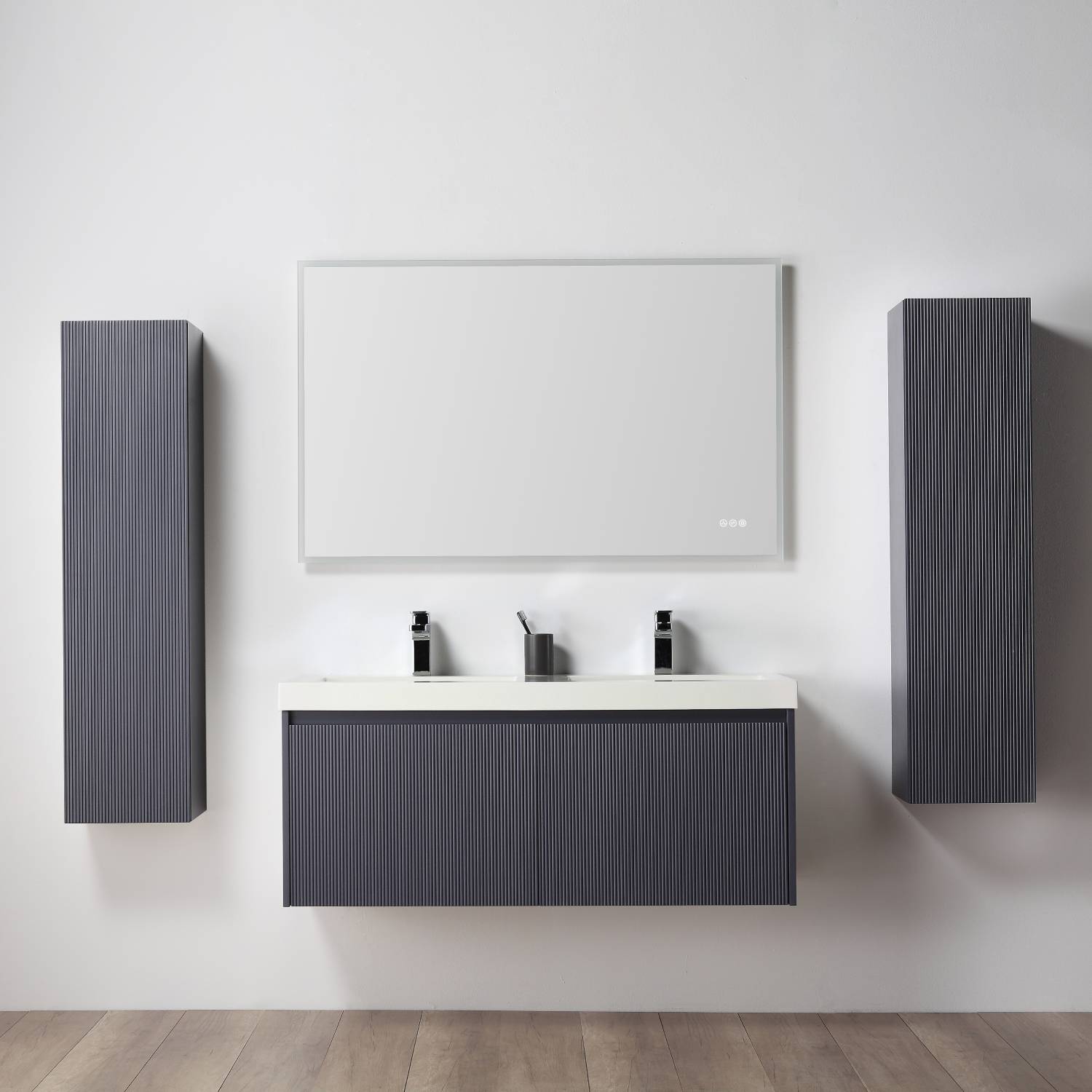 Blossom Positano 48" Floating Double Sink Bathroom Vanity with Top & 2 Side Cabinets Blue