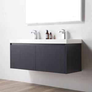 Blossom Positano 48" Floating Double Sink Bathroom Vanity with Top & 2 Side Cabinets Blue side