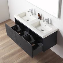 Load image into Gallery viewer, Blossom Positano 48&quot; Floating Double Sink Bathroom Vanity with Top &amp; 2 Side Cabinets Blue up open