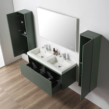 Load image into Gallery viewer, Blossom Positano 48&quot; Floating Double Sink Bathroom Vanity with Top &amp; 2 Side Cabinets Green open