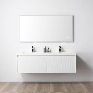 Blossom Positano 60" Floating Double Sink Bathroom Vanity with Top, NO Side Cabinets, White