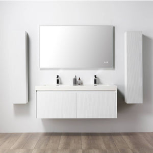 Blossom Positano 60" Floating Double Sink Bathroom Vanity with Top & 2 Side Cabinets White