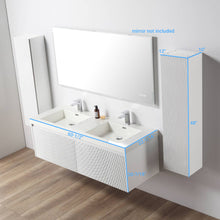 Load image into Gallery viewer, Blossom Positano 60&quot; Floating Double Sink Bathroom Vanity with Top &amp; 2 Side Cabinets White size