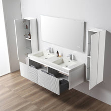 Load image into Gallery viewer, Blossom Positano 60&quot; Floating Double Sink Bathroom Vanity with Top &amp; 2 Side Cabinets White open