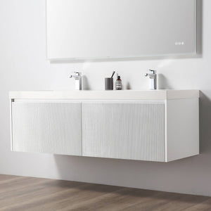 Blossom Positano 60" Floating Double Sink Bathroom Vanity with Top & 2 Side Cabinets White side
