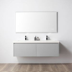 Blossom Positano 60" Floating Double Sink Bathroom Vanity with Top, NO Side Cabinets, Gray