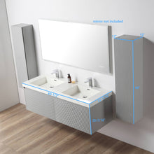 Load image into Gallery viewer, Blossom Positano 60&quot; Floating Double Sink Bathroom Vanity with Top &amp; 2 Side Cabinets Grey Size