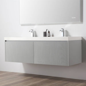 Blossom Positano 60" Floating Double Sink Bathroom Vanity with Top & 2 Side Cabinets Grey side