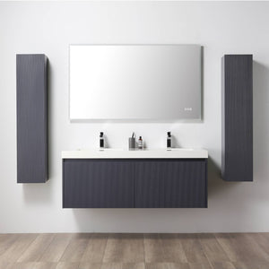 Blossom Positano 60" Floating Double Sink Bathroom Vanity with Top & 2 Side Cabinets Blue