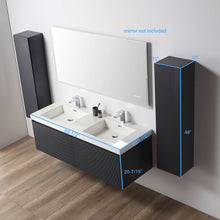 Load image into Gallery viewer, Blossom Positano 60&quot; Floating Double Sink Bathroom Vanity with Top &amp; 2 Side Cabinets Blue size