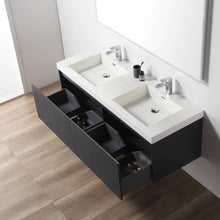 Load image into Gallery viewer, Blossom Positano 60&quot; Floating Double Sink Bathroom Vanity with Top &amp; 2 Side Cabinets Blue up open