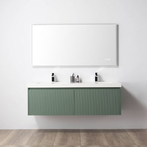 Blossom Positano 60" Floating Double Sink Bathroom Vanity with Top, NO Side Cabinets, Green
