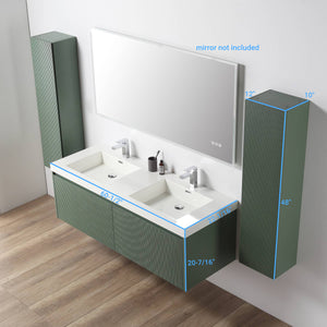 Blossom Positano 60" Floating Double Sink Bathroom Vanity with Top & 2 Side Cabinets Green size