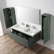 Load image into Gallery viewer, Blossom Positano 60&quot; Floating Double Sink Bathroom Vanity with Top &amp; 2 Side Cabinets Green open