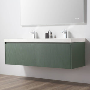 Blossom Positano 60" Floating Double Sink Bathroom Vanity with Top & 2 Side Cabinets Green side