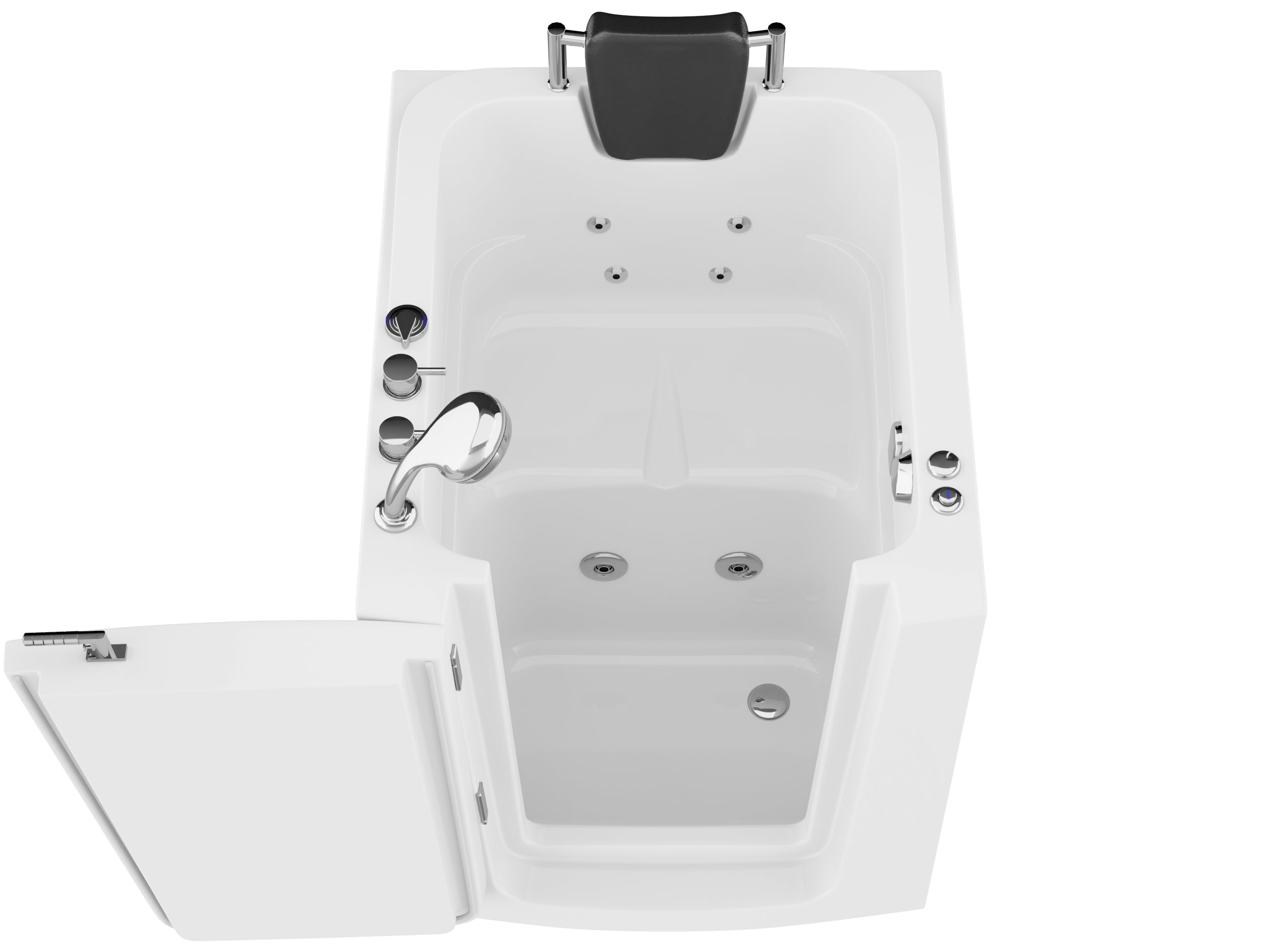 Coupe Series 32" × 38" Walk-In Whirlpool Tub with Quick Fill Faucet and Fast Drain in White