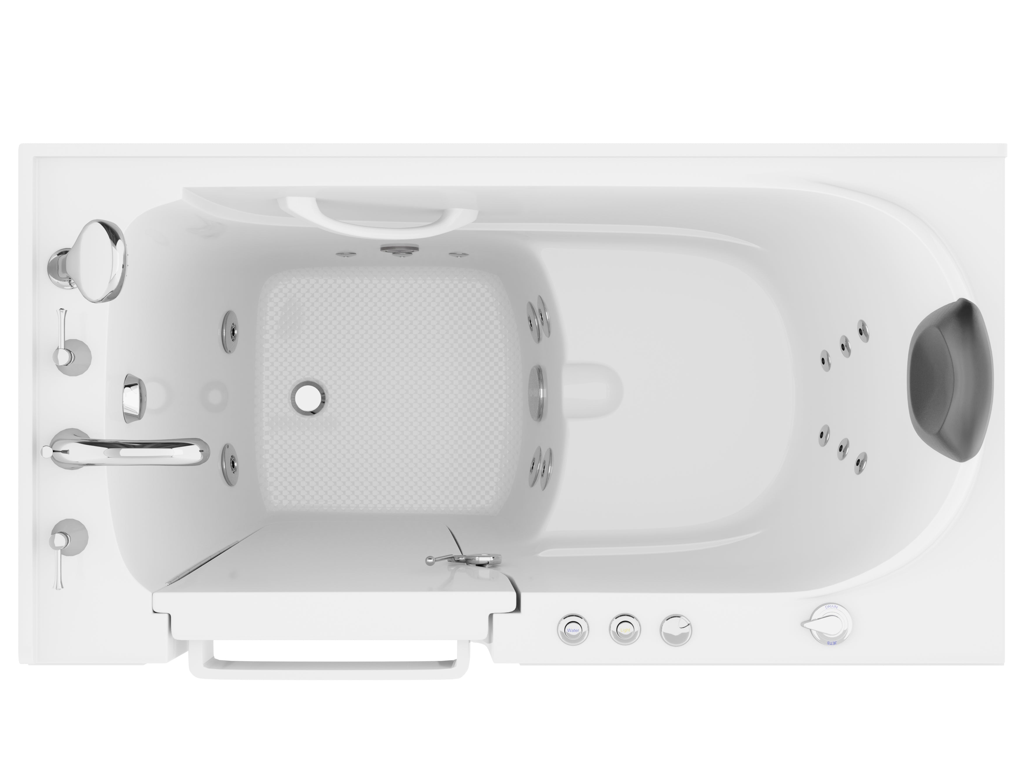 Coupe Premier 53–60" × 28" Walk-In Whirlpool Tub with Quick Fill Faucet and Fast Drain in White
