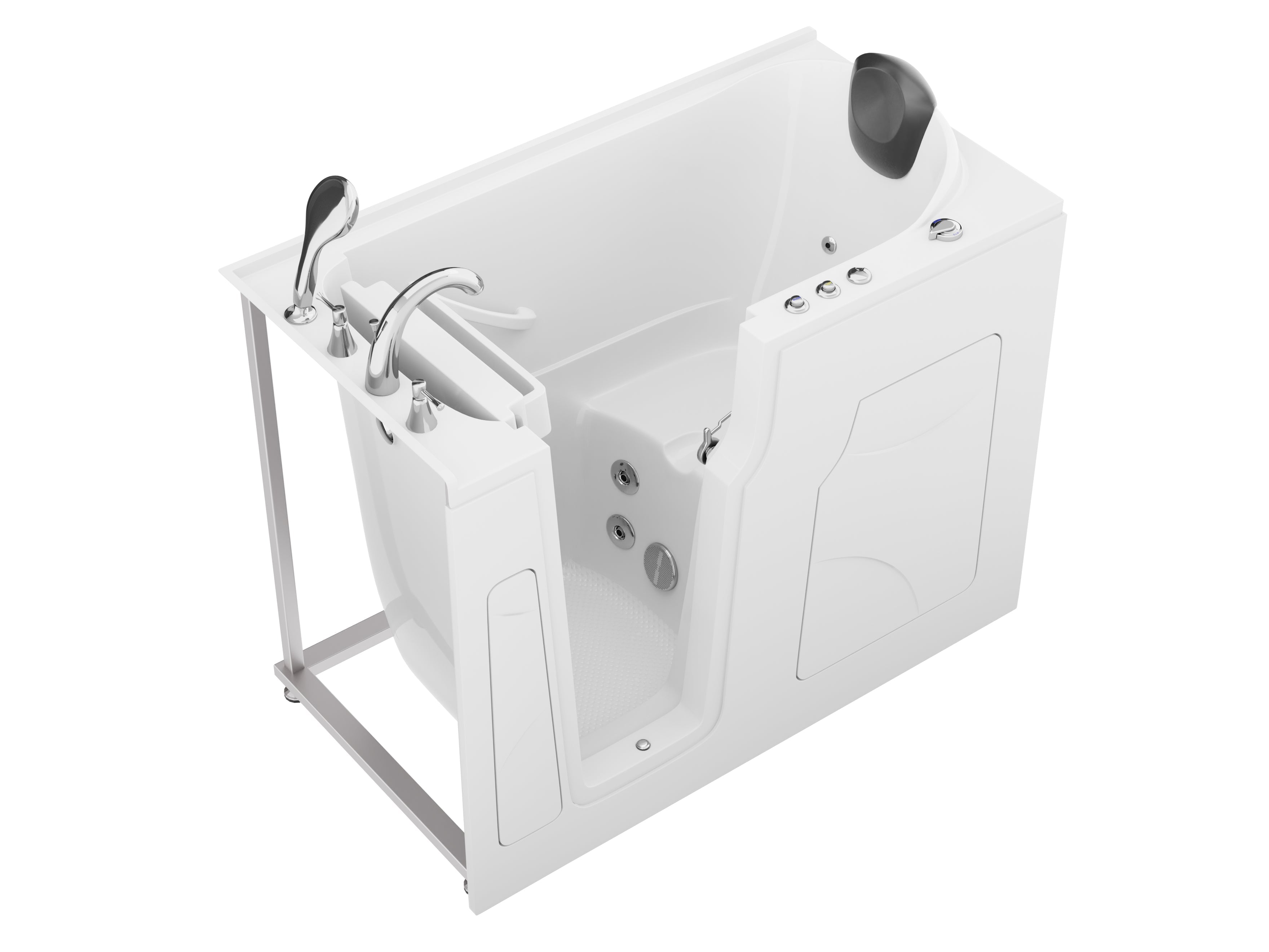Coupe Premier 53–60" × 28" Walk-In Whirlpool Tub with Quick Fill Faucet and Fast Drain in White