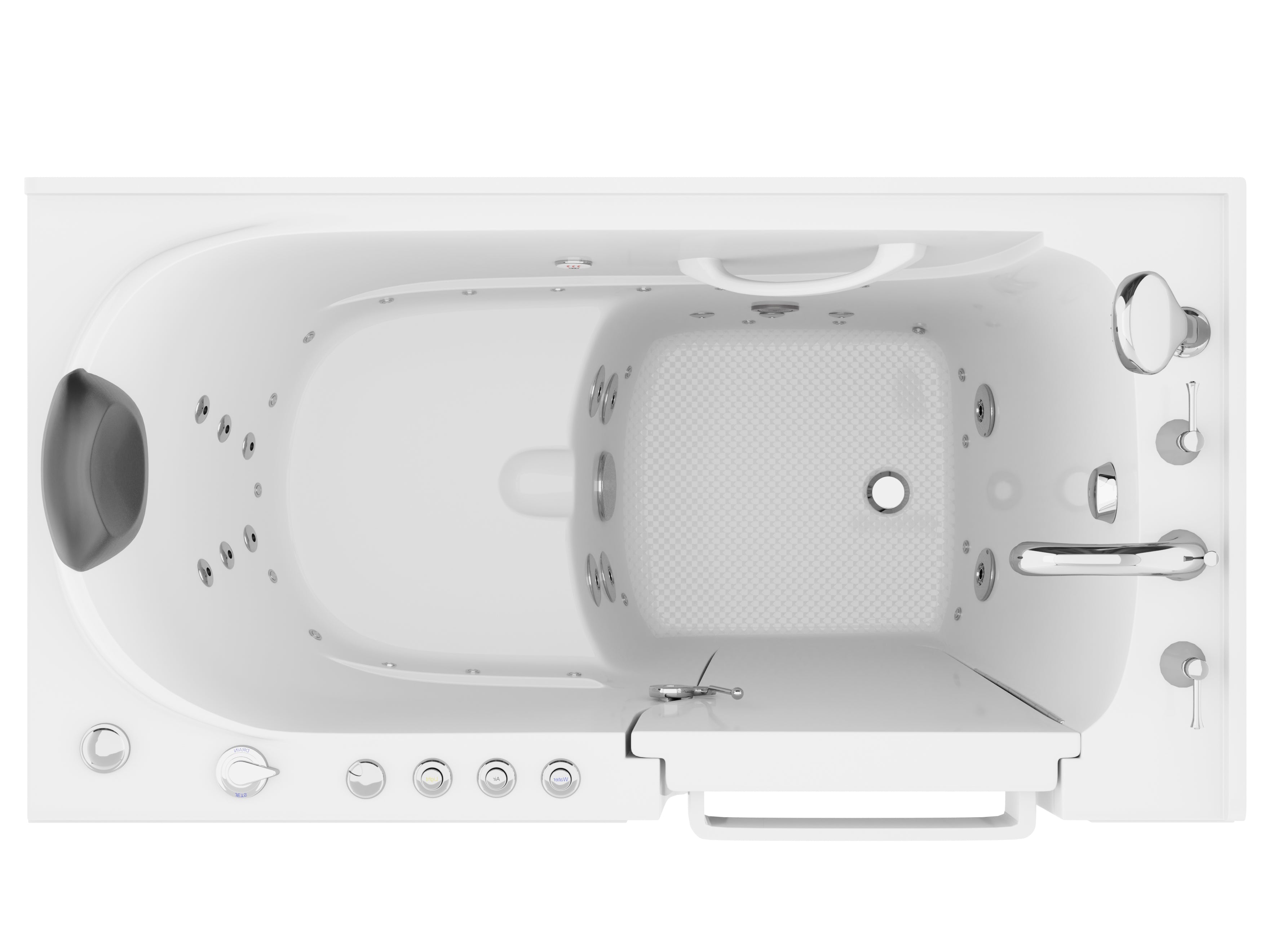 Coupe Premier 53 - 60 in x 28 in. Right Drain Air and Whirlpool Jetted Walk-in Tub in White