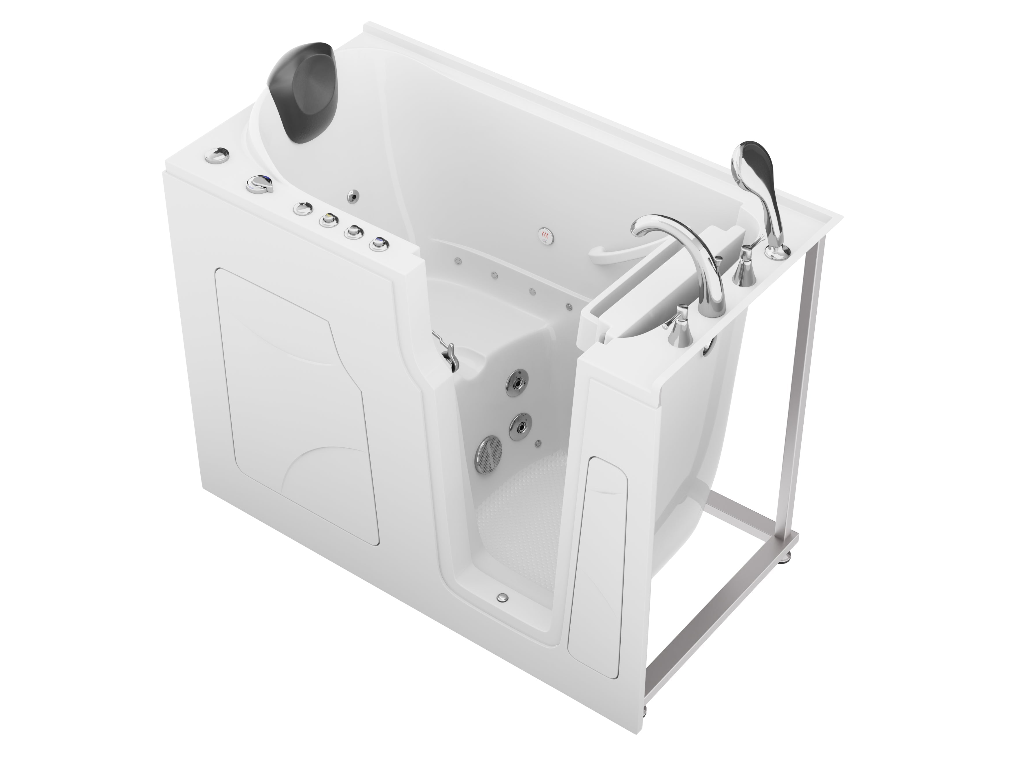 Coupe Premier 53 - 60 in x 28 in. Right Drain Air and Whirlpool Jetted Walk-in Tub in White
