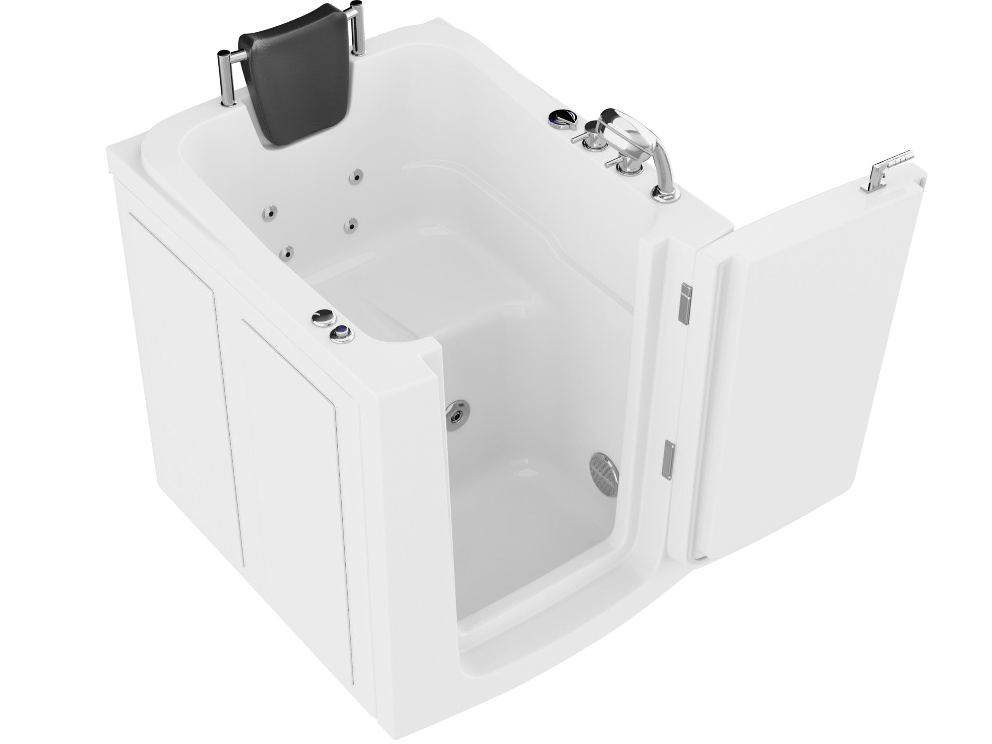 Coupe Series 32" × 38" Walk-In Whirlpool Tub with Quick Fill Faucet and Fast Drain in White