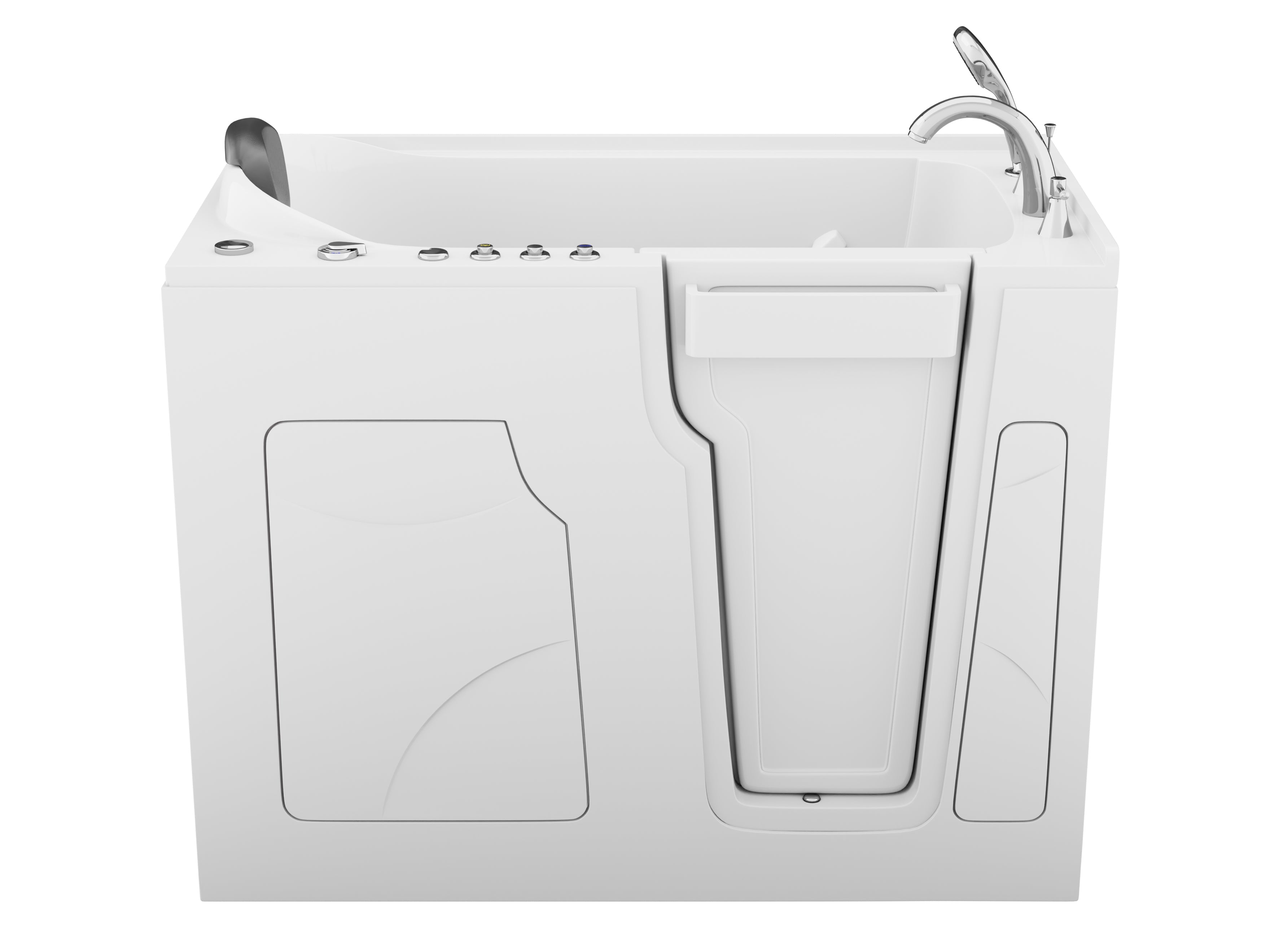 Coupe Premier 53 - 60 in x 28 in. Right Drain Air and Whirlpool Jetted Walk-in Tub in White